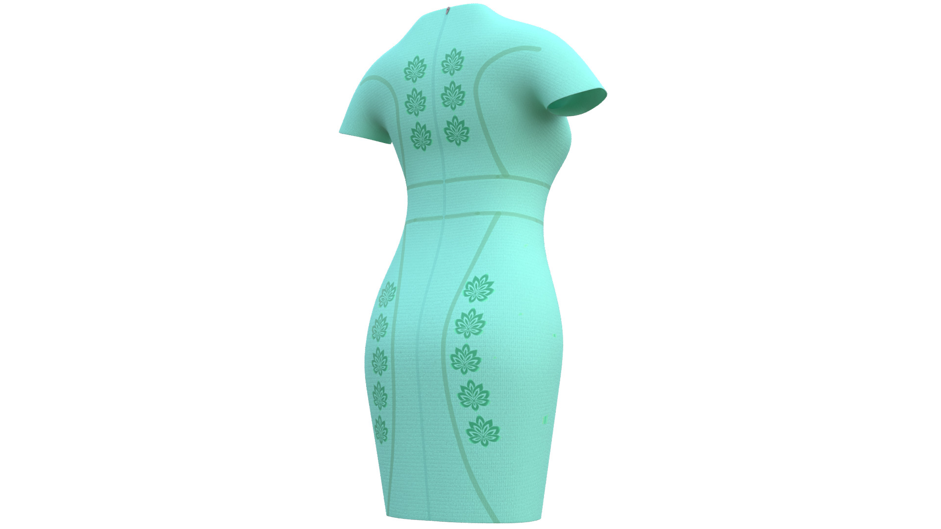 Low Poly Green Vintage Dress Low-poly 3D model_22