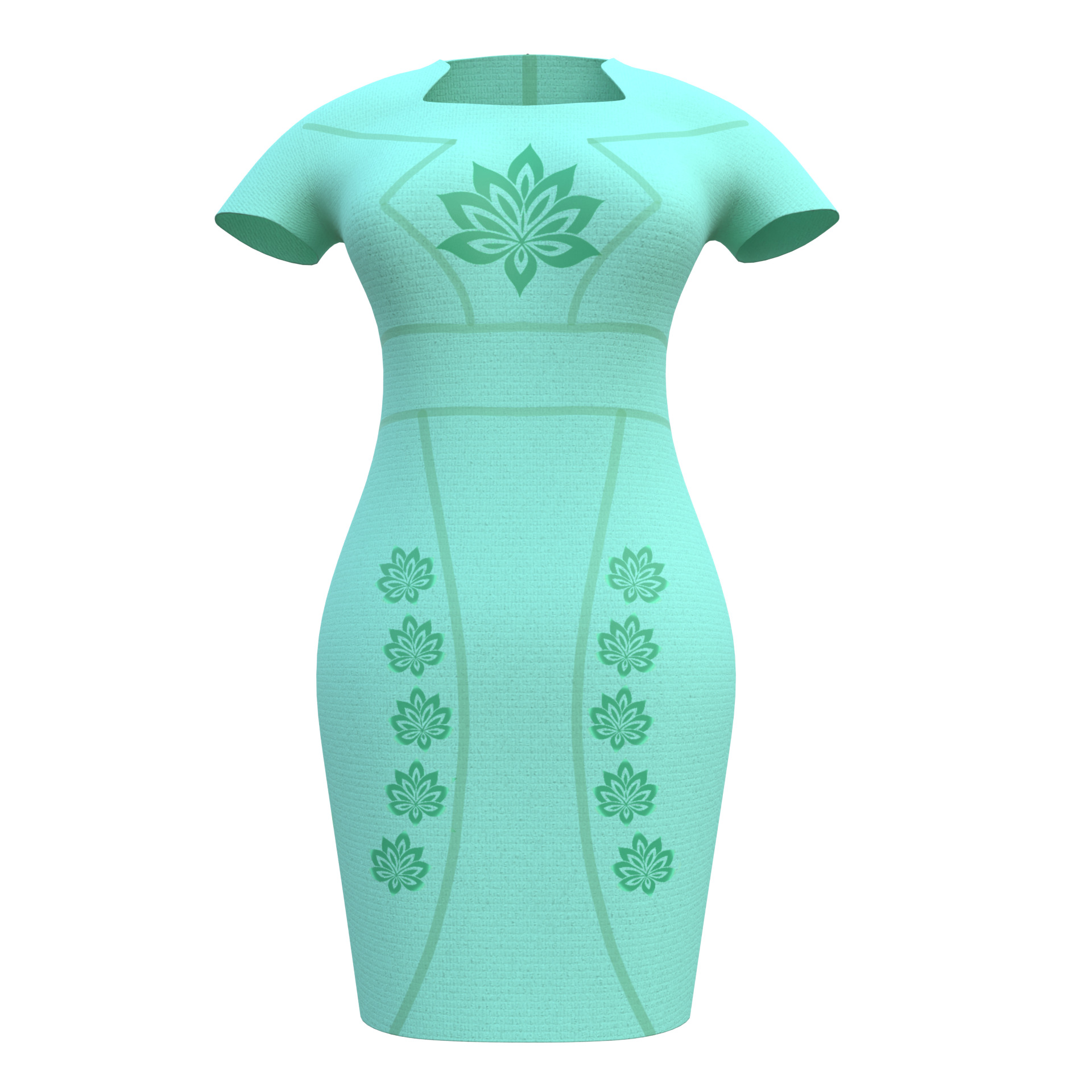 Low Poly Green Vintage Dress Low-poly 3D model_2
