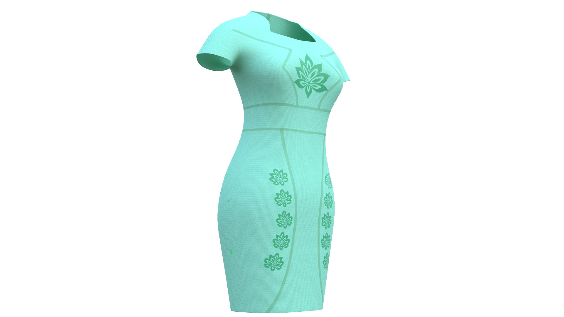 Low Poly Green Vintage Dress Low-poly 3D model_12