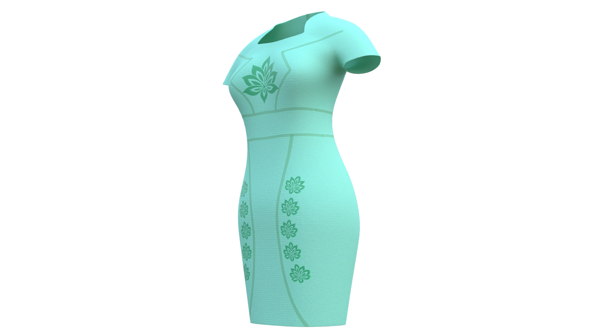 Low Poly Green Vintage Dress Low-poly 3D model_39