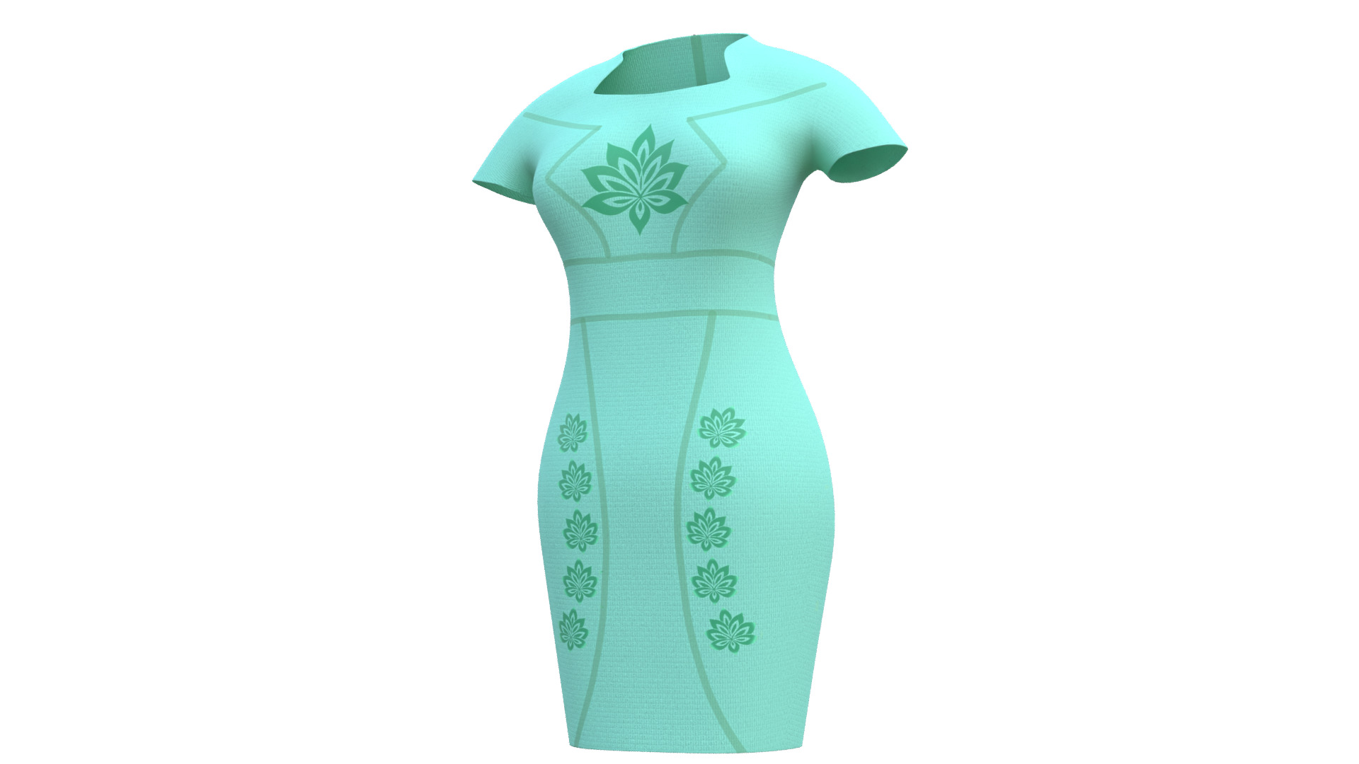 Low Poly Green Vintage Dress Low-poly 3D model_41