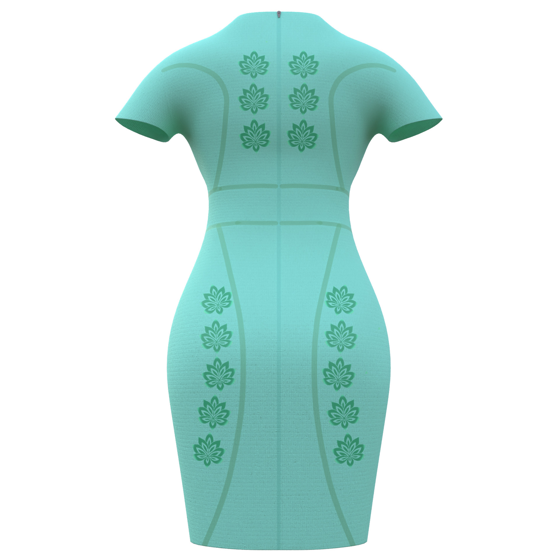 Low Poly Green Vintage Dress Low-poly 3D model_5