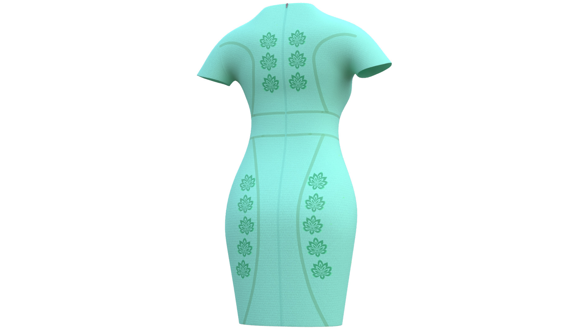 Low Poly Green Vintage Dress Low-poly 3D model_24