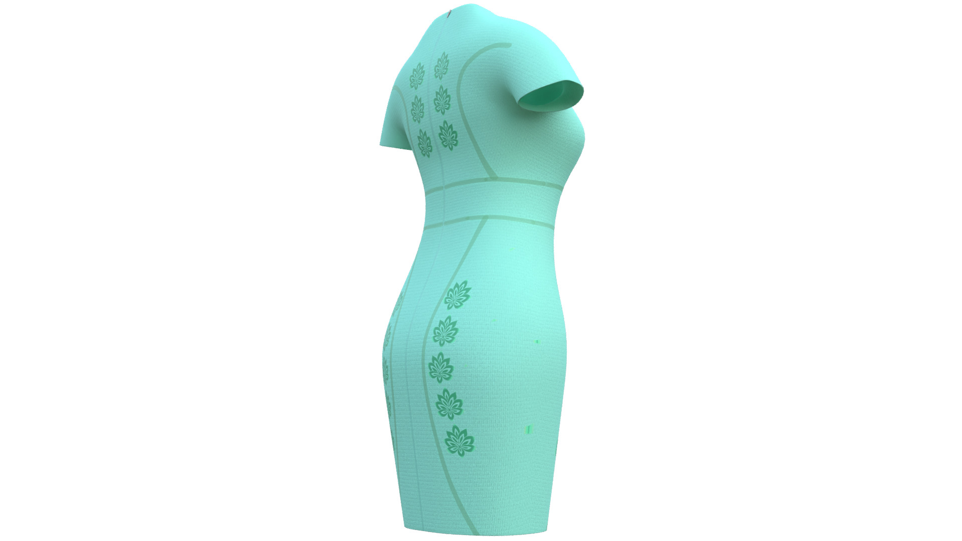 Low Poly Green Vintage Dress Low-poly 3D model_20