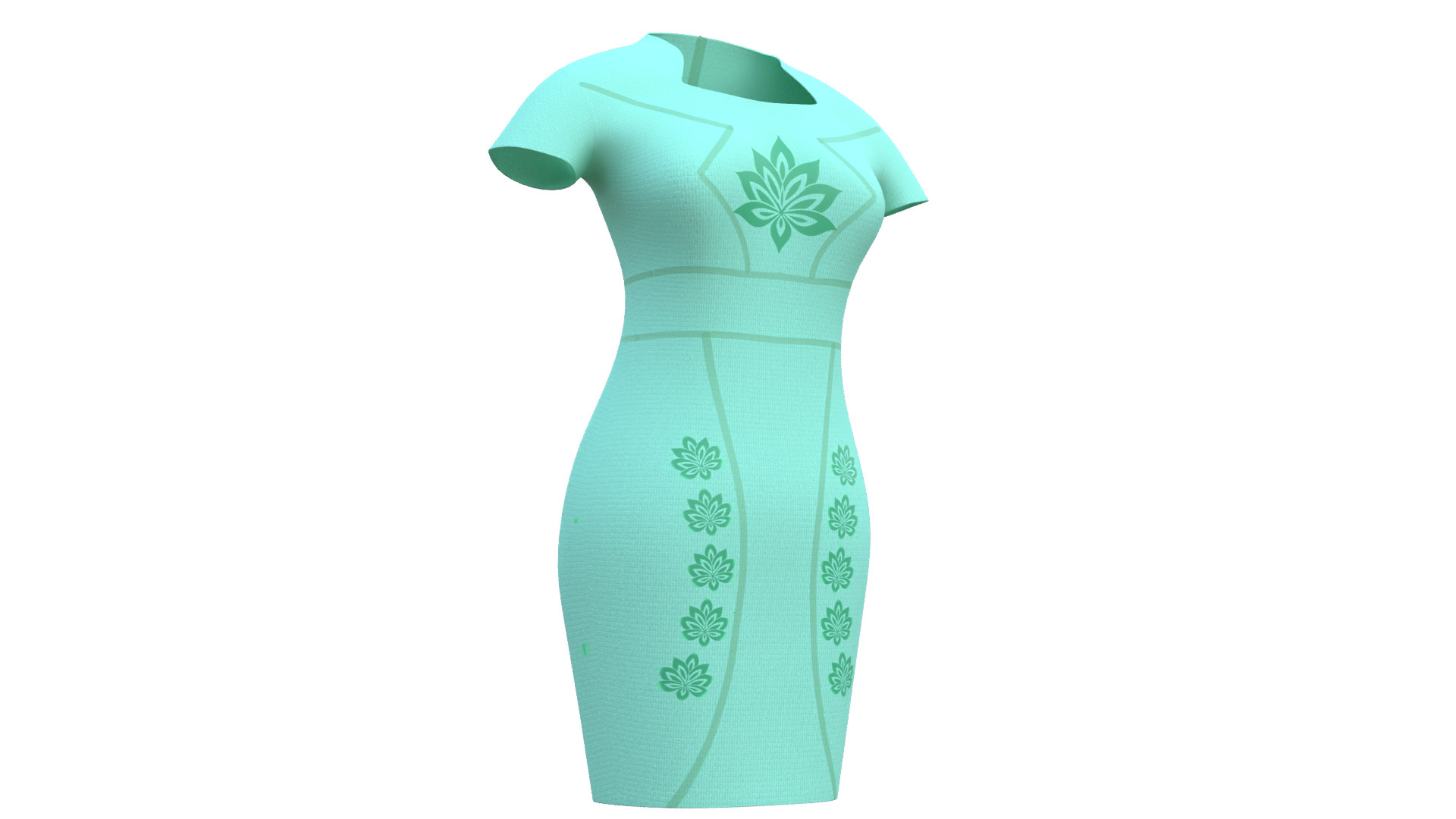 Low Poly Green Vintage Dress Low-poly 3D model_11