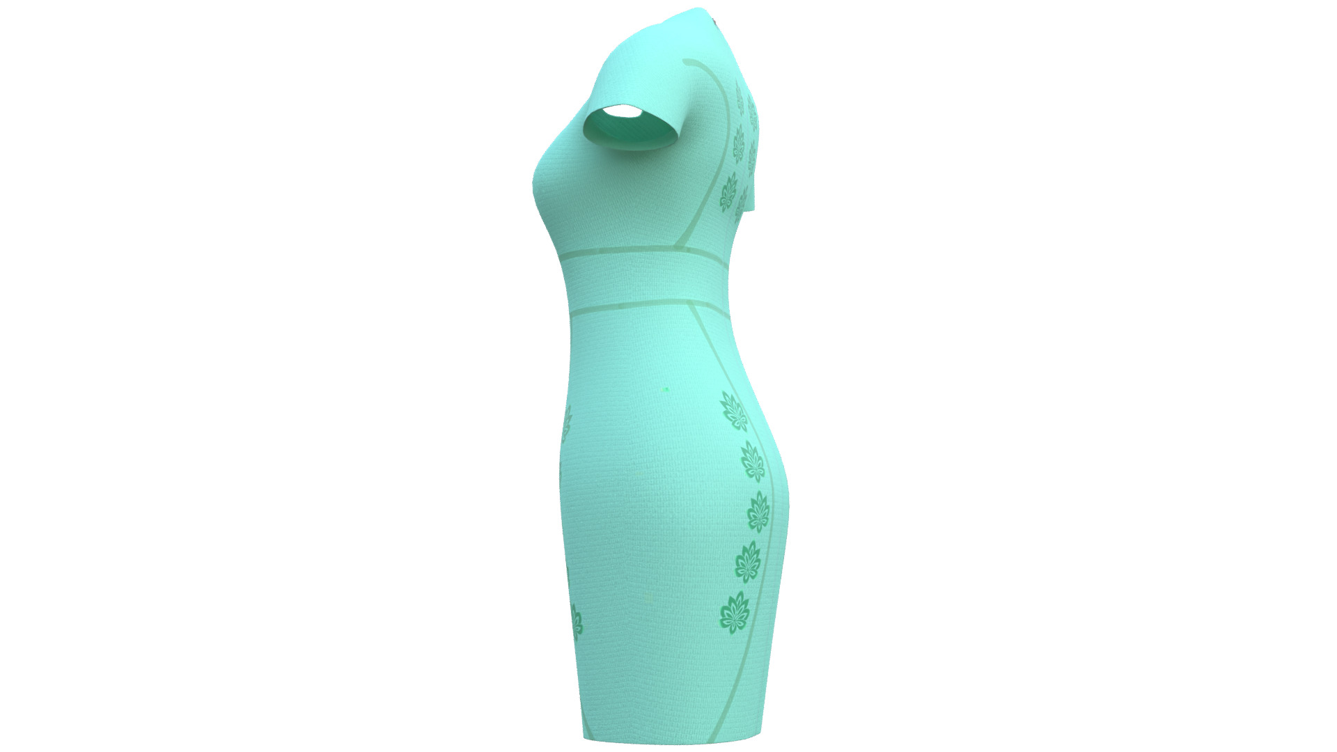 Low Poly Green Vintage Dress Low-poly 3D model_33