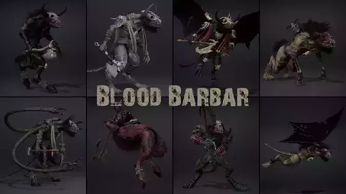 Blood Barbarian Low-poly 3D model