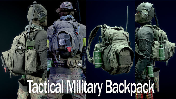 Tactical Military Backpack AAA-Game-Ready Asset  Low-poly 3D model
