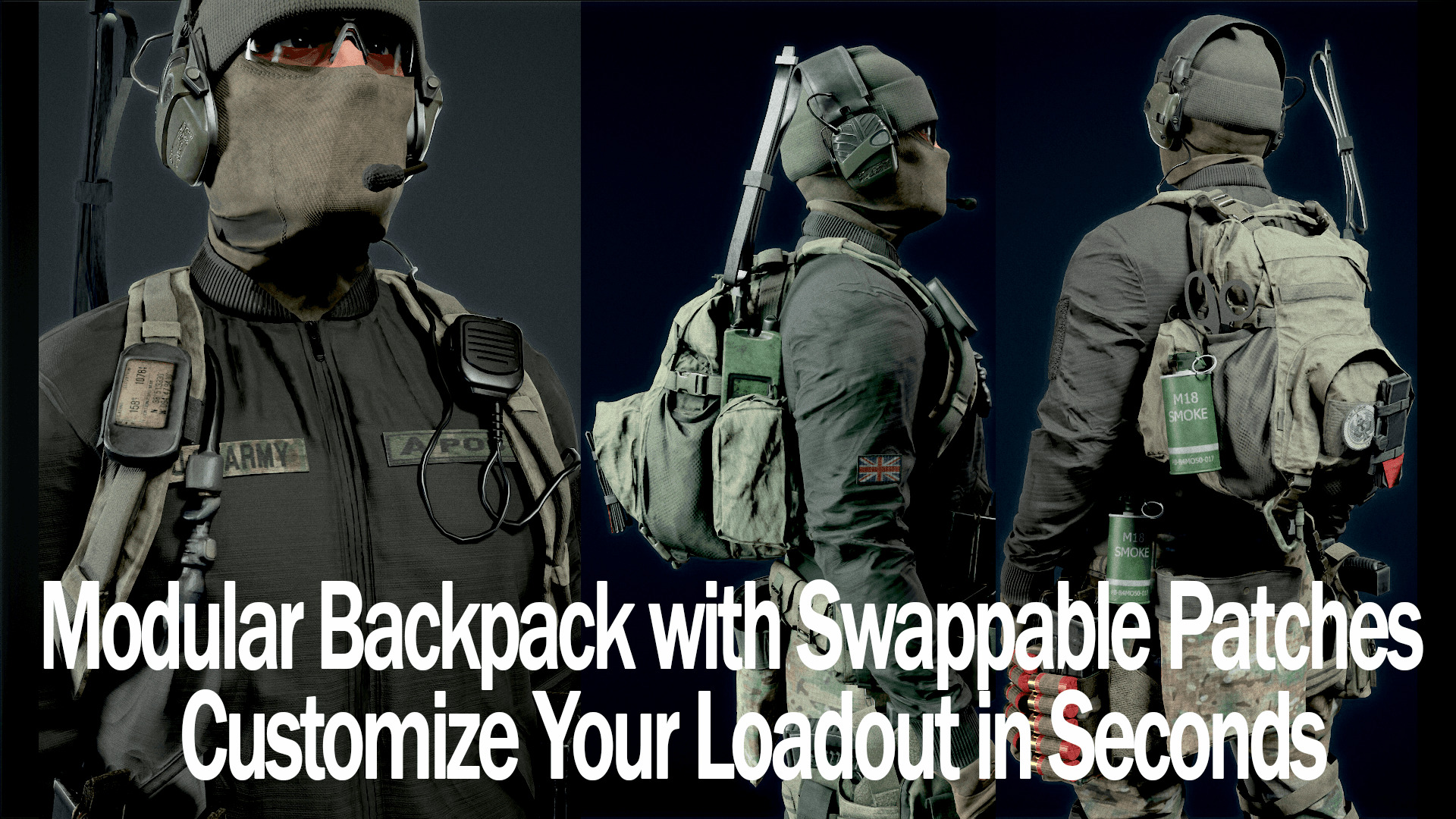 Tactical Military Backpack AAA-Game-Ready Asset Low-poly 3D model_1