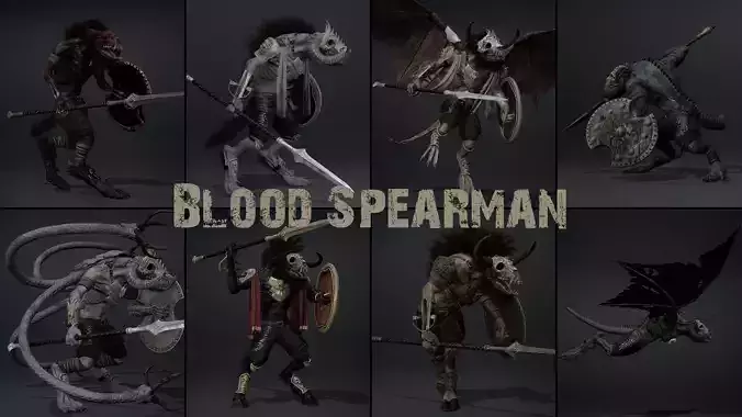 Blood Spearman Low-poly 3D model