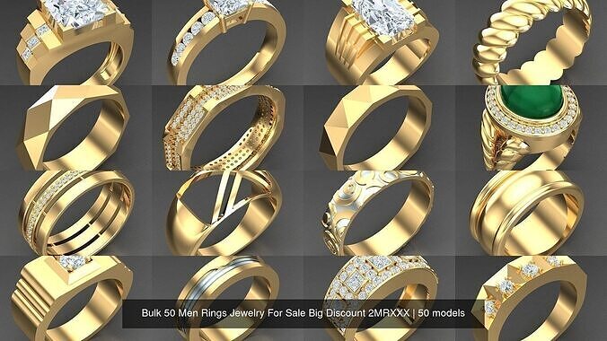 Bulk 50 Men Rings Jewelry For Sale Big Discount 2MRXXX 3D Model Collection