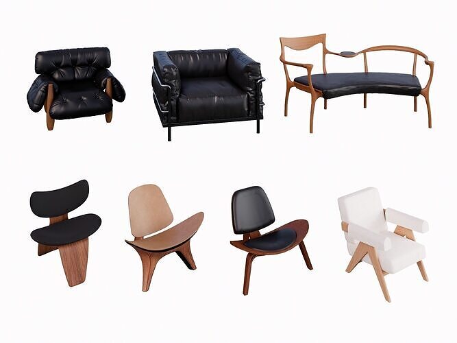 Premium Leather Sofa Collection 3D model