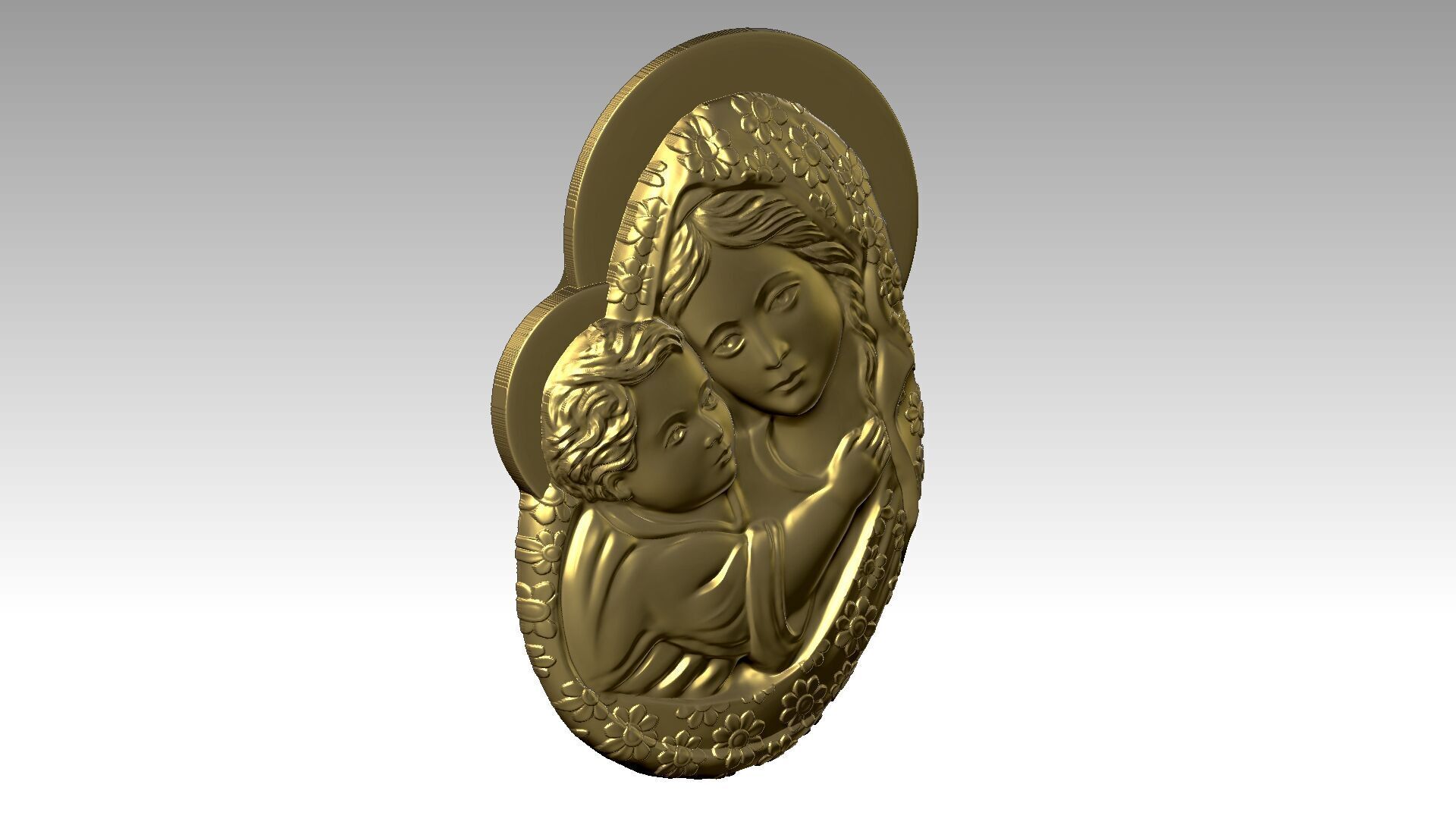 The Virgin Mary Holding The Baby Jesus Relief  3D print model_7