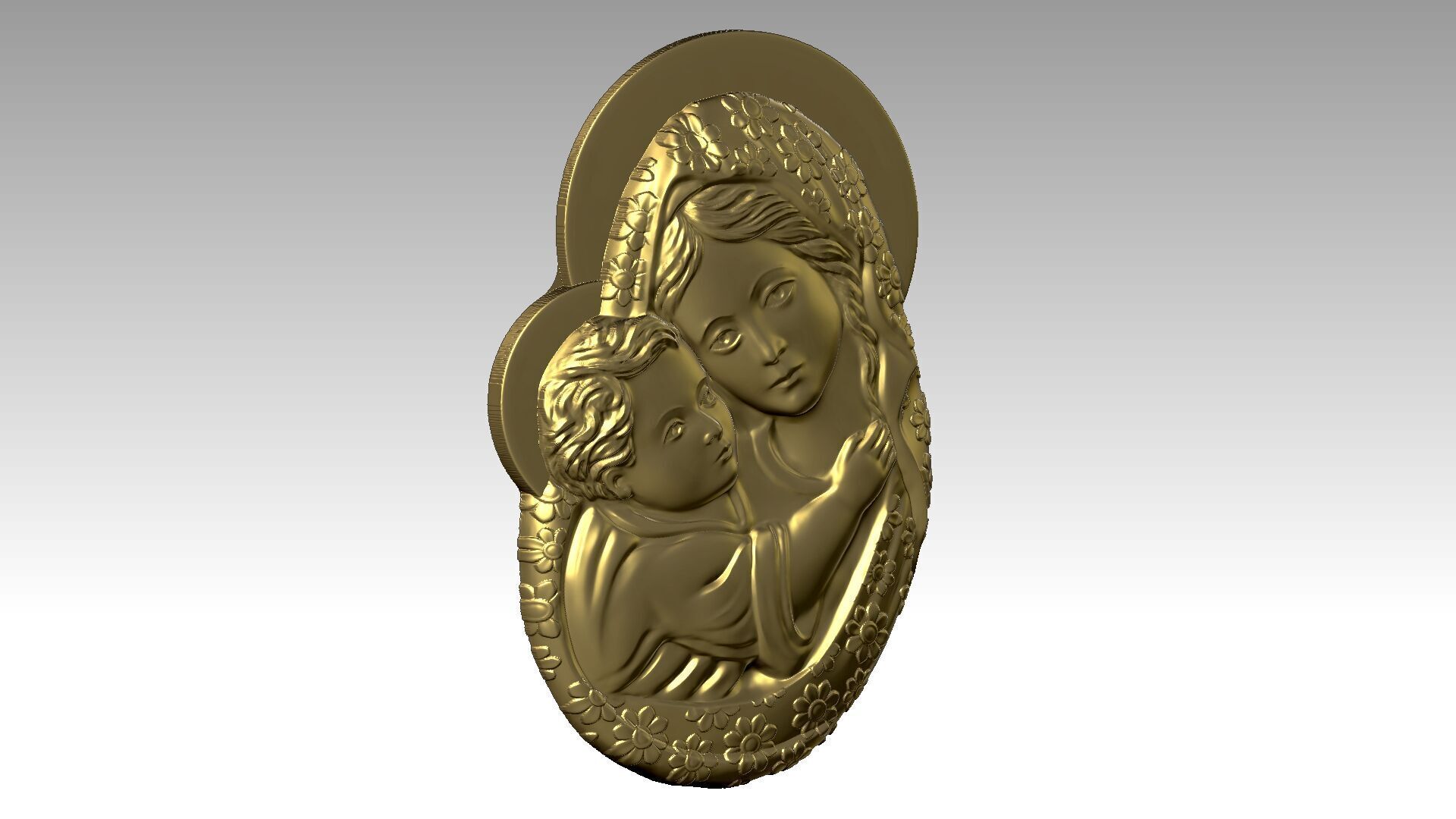 The Virgin Mary Holding The Baby Jesus Relief  3D print model_3