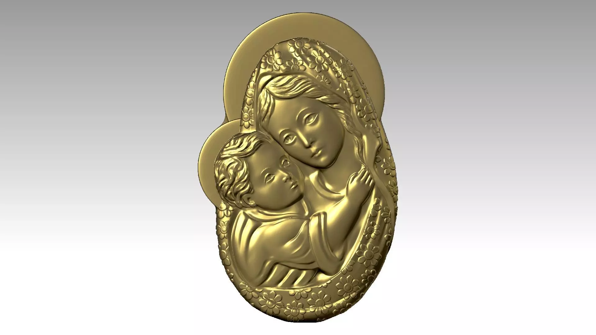 The Virgin Mary Holding The Baby Jesus Relief  3D print model_0