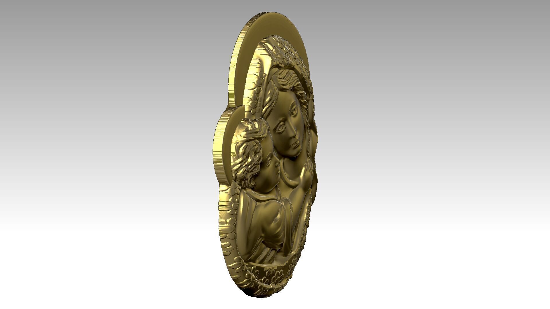 The Virgin Mary Holding The Baby Jesus Relief  3D print model_4