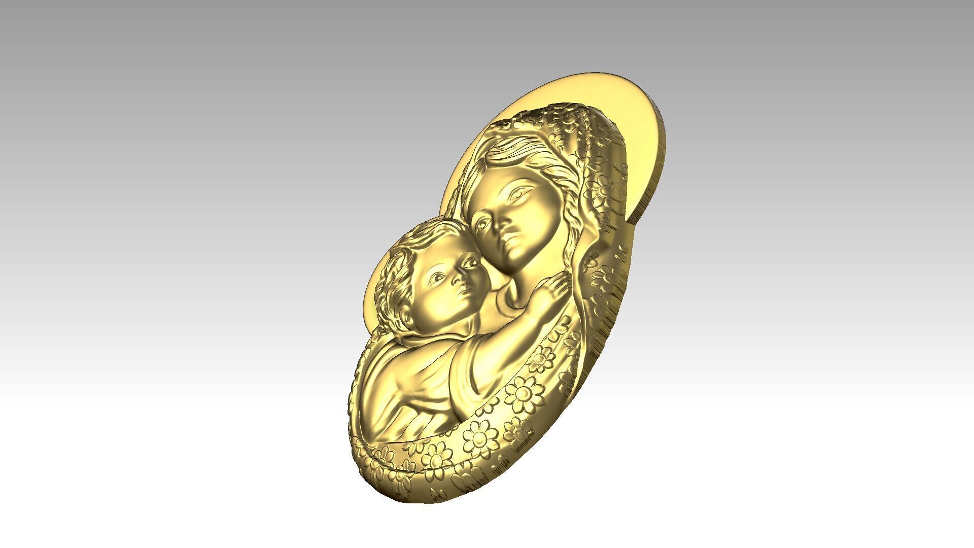 The Virgin Mary Holding The Baby Jesus Relief  3D print model_6