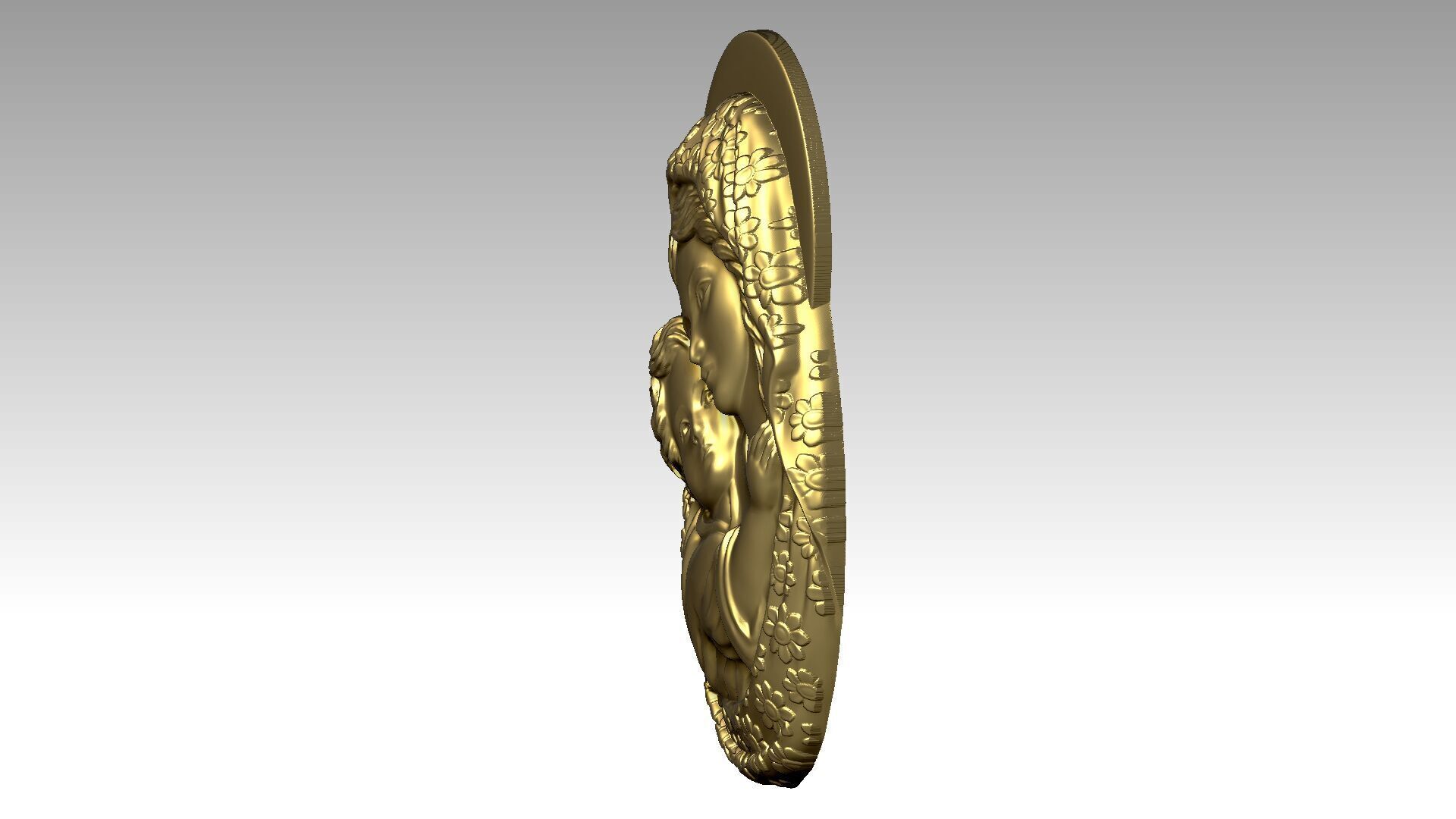 The Virgin Mary Holding The Baby Jesus Relief  3D print model_2