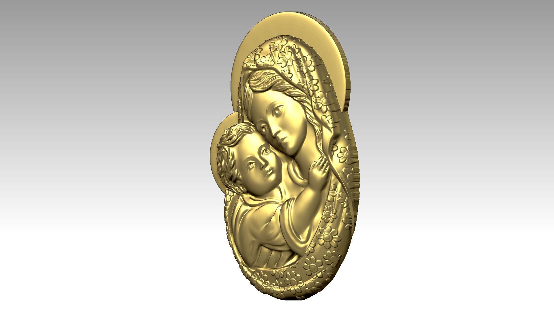 The Virgin Mary Holding The Baby Jesus Relief  3D print model_1