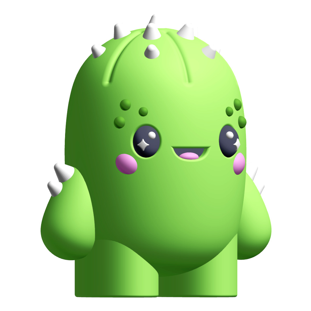 Creature Kin Prickles Figure Cute Kawaii Cactus Art Toy 3D print model_1