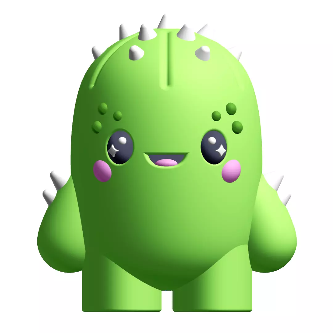 Creature Kin Prickles Figure Cute Kawaii Cactus Art Toy 3D print model_0