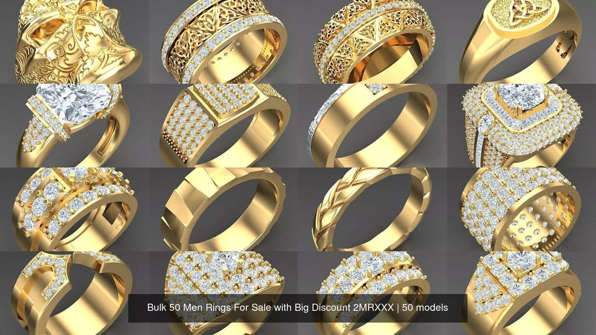 Bulk 50 Men Rings For Sale with Big Discount 2MRXXX 3D Model Collection_0