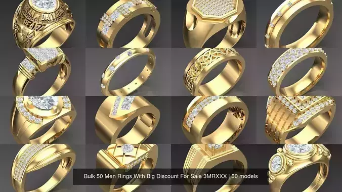 Bulk 50 Men Rings With Big Discount For Sale 3MRXXX 3D Model Collection