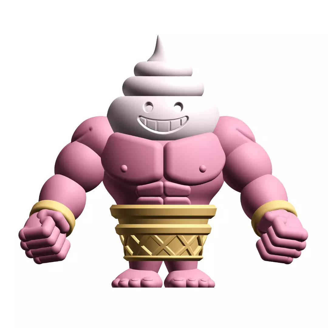Gashapon Gang Big Softee Muscular Ice Cream Cone Figure 3D print model_0