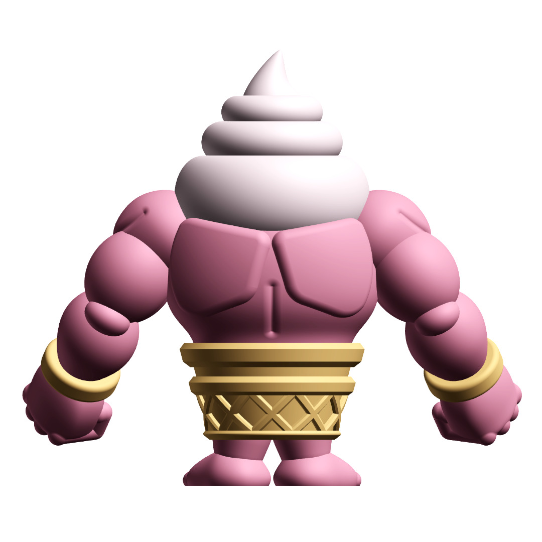 Gashapon Gang Big Softee Muscular Ice Cream Cone Figure 3D print model_4