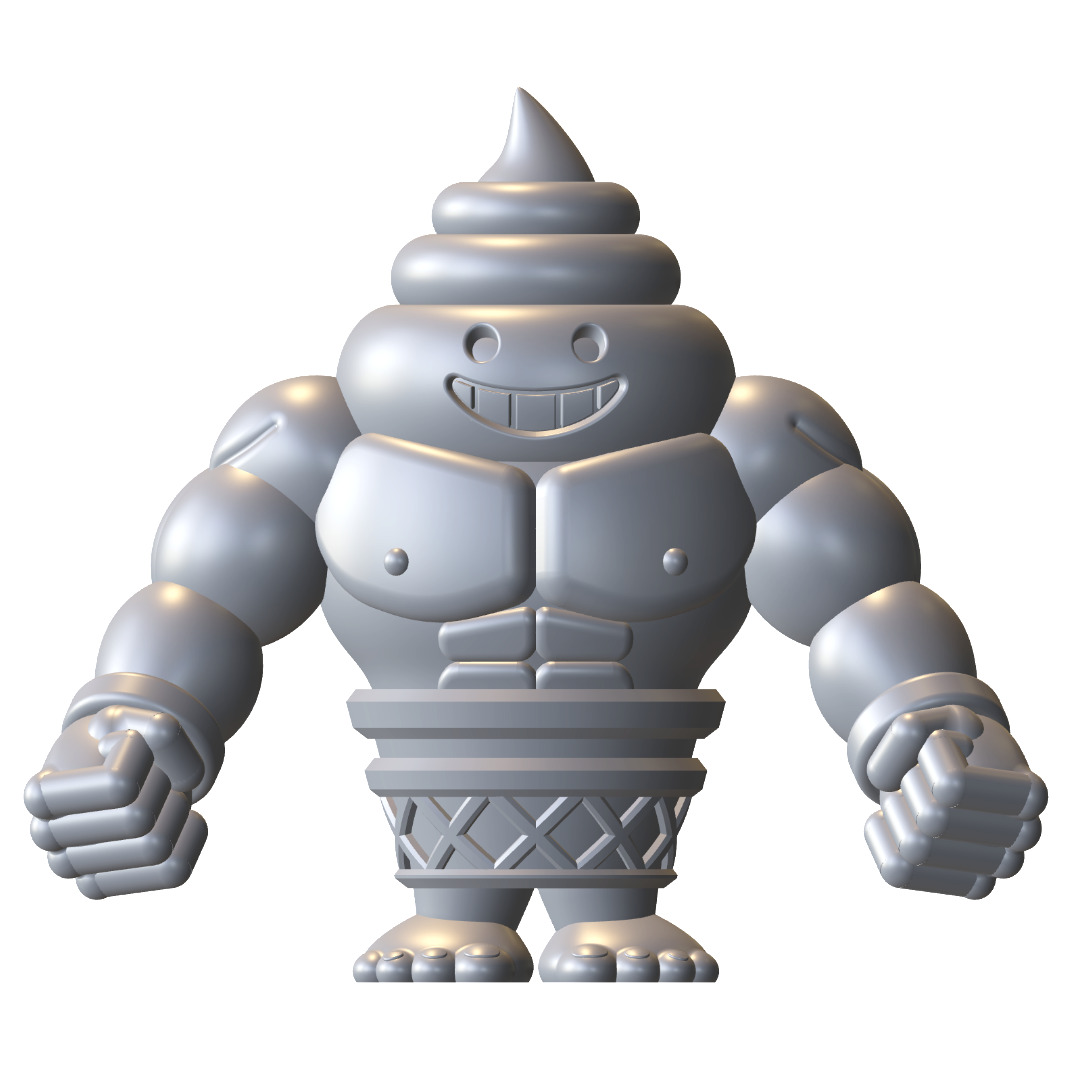 Gashapon Gang Big Softee Muscular Ice Cream Cone Figure 3D print model_7