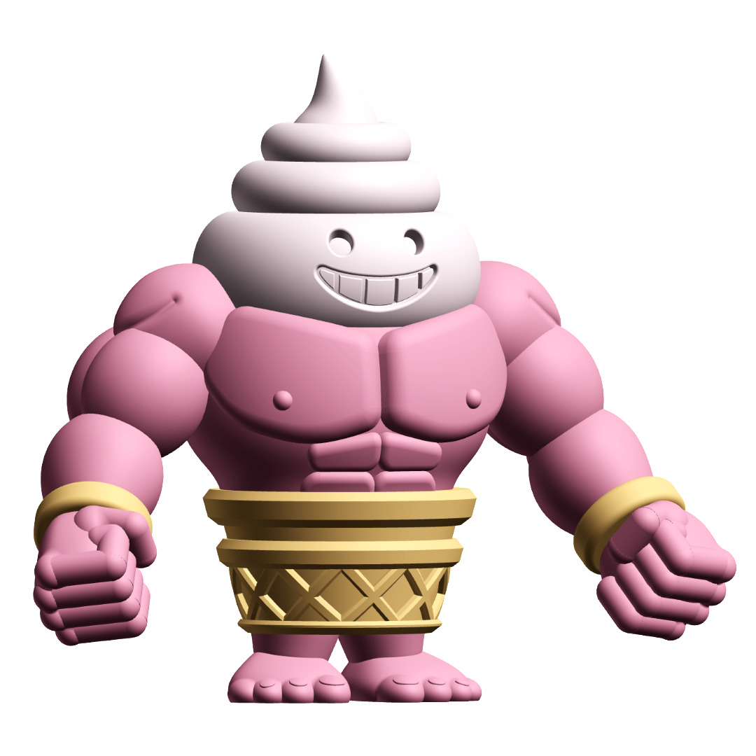 Gashapon Gang Big Softee Muscular Ice Cream Cone Figure 3D print model_1