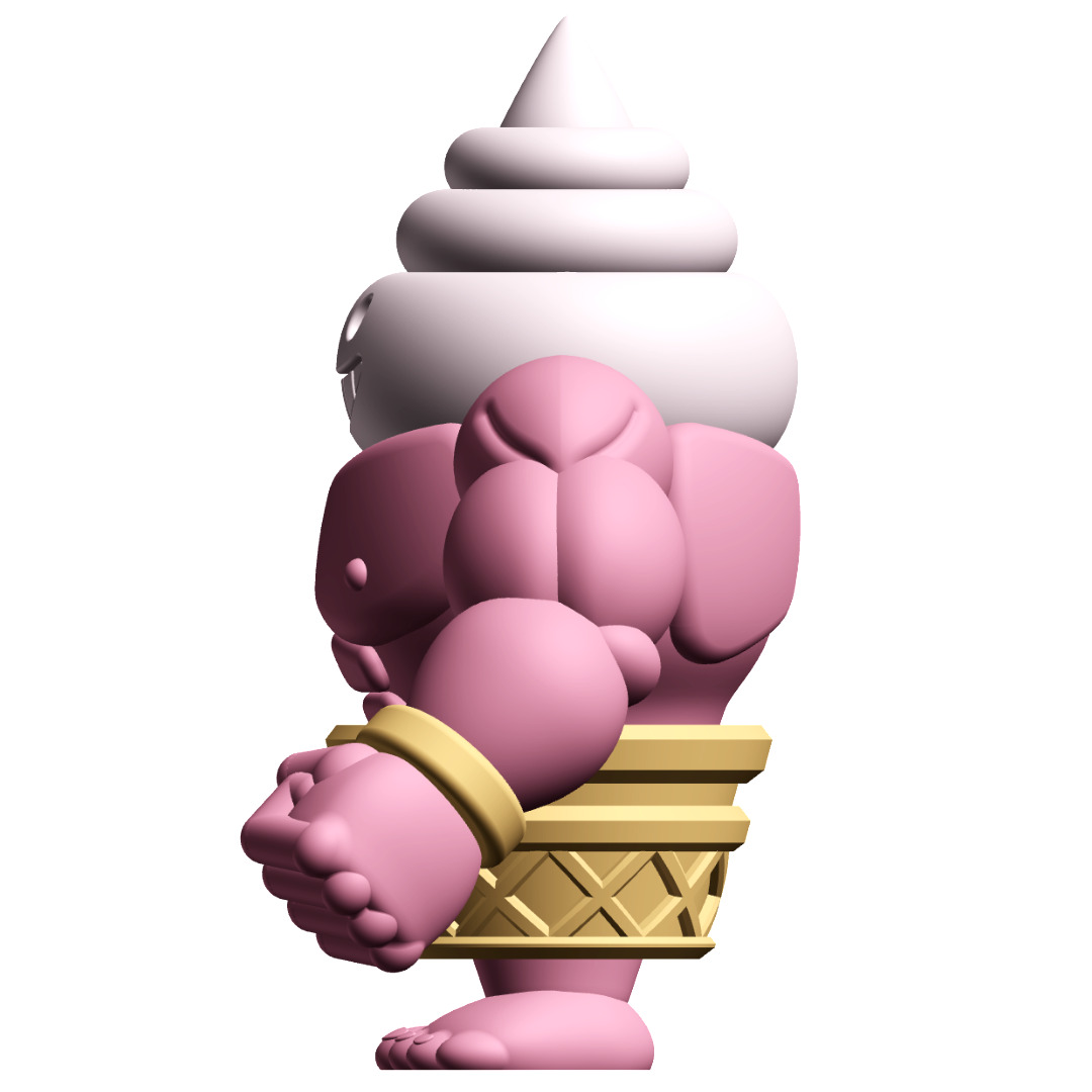 Gashapon Gang Big Softee Muscular Ice Cream Cone Figure 3D print model_3