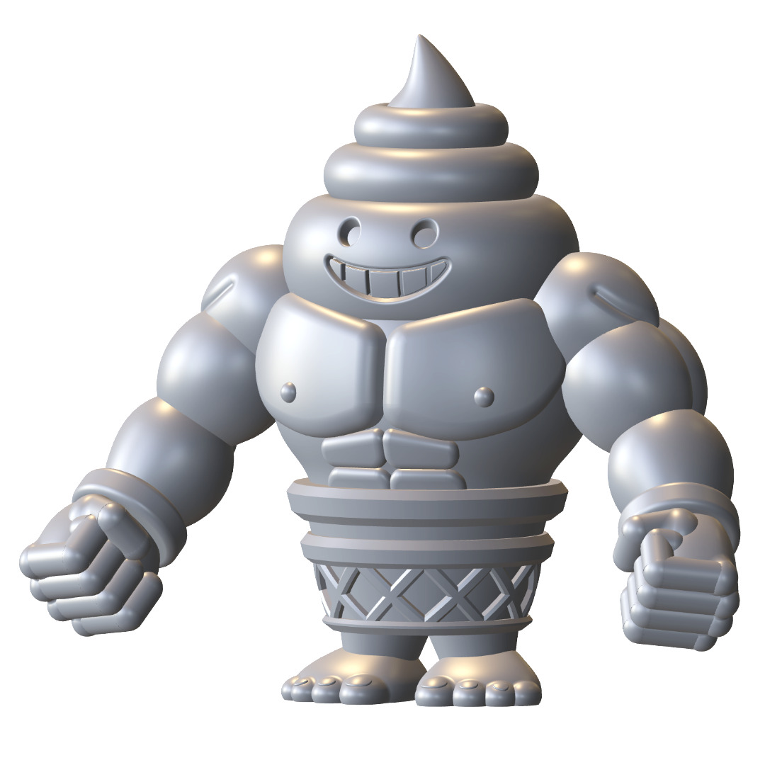 Gashapon Gang Big Softee Muscular Ice Cream Cone Figure 3D print model_8