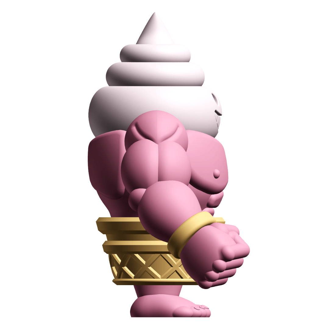 Gashapon Gang Big Softee Muscular Ice Cream Cone Figure 3D print model_2
