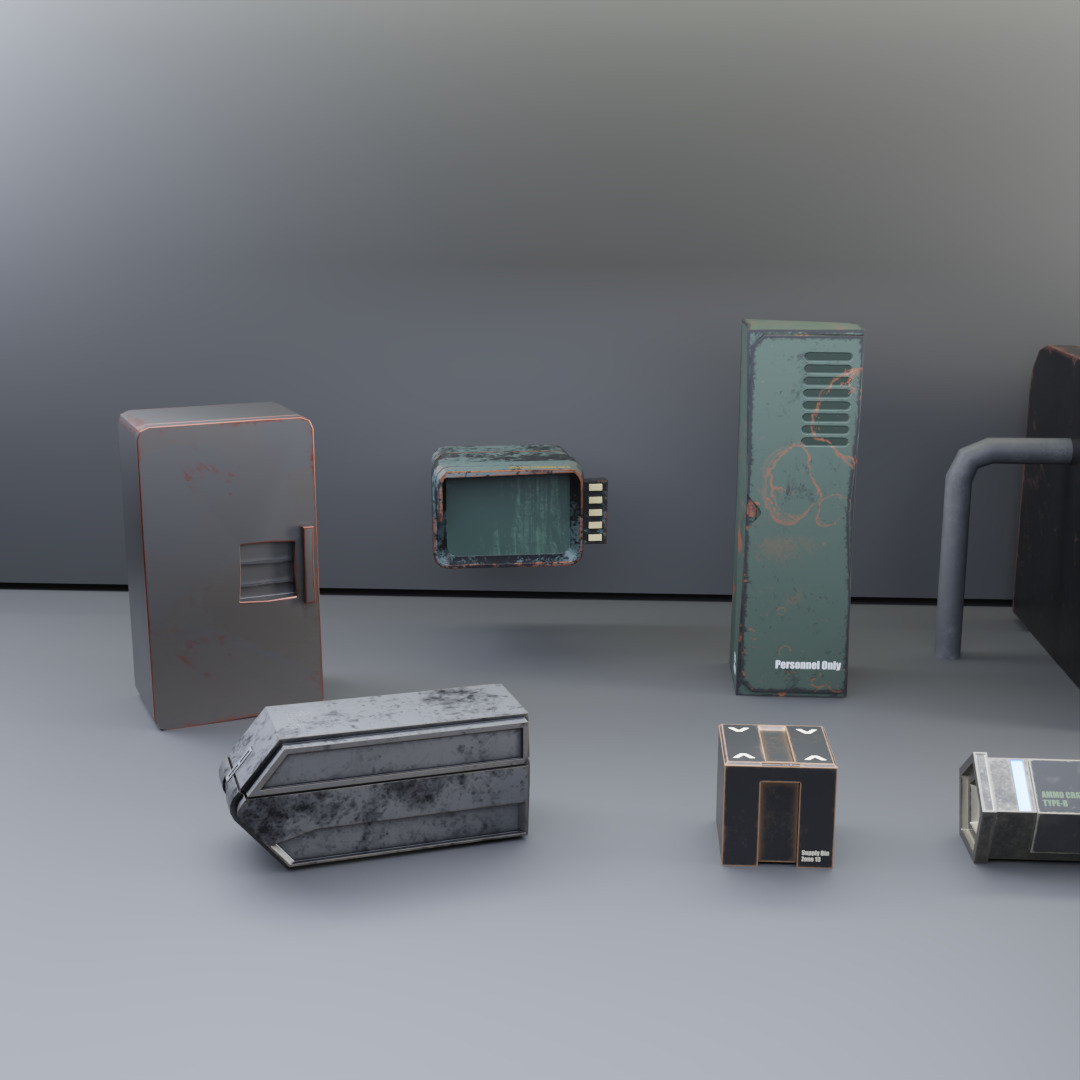 Fallout Inspired Props Pack Game Ready Assets Low-poly 3D model_1