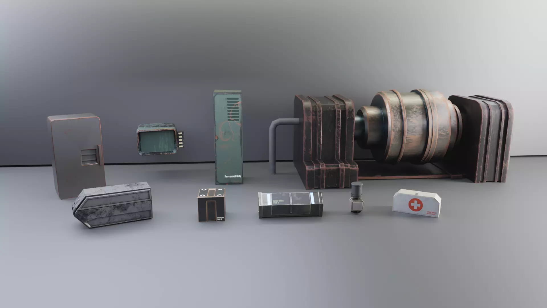 Fallout Inspired Props Pack Game Ready Assets Low-poly 3D model_0