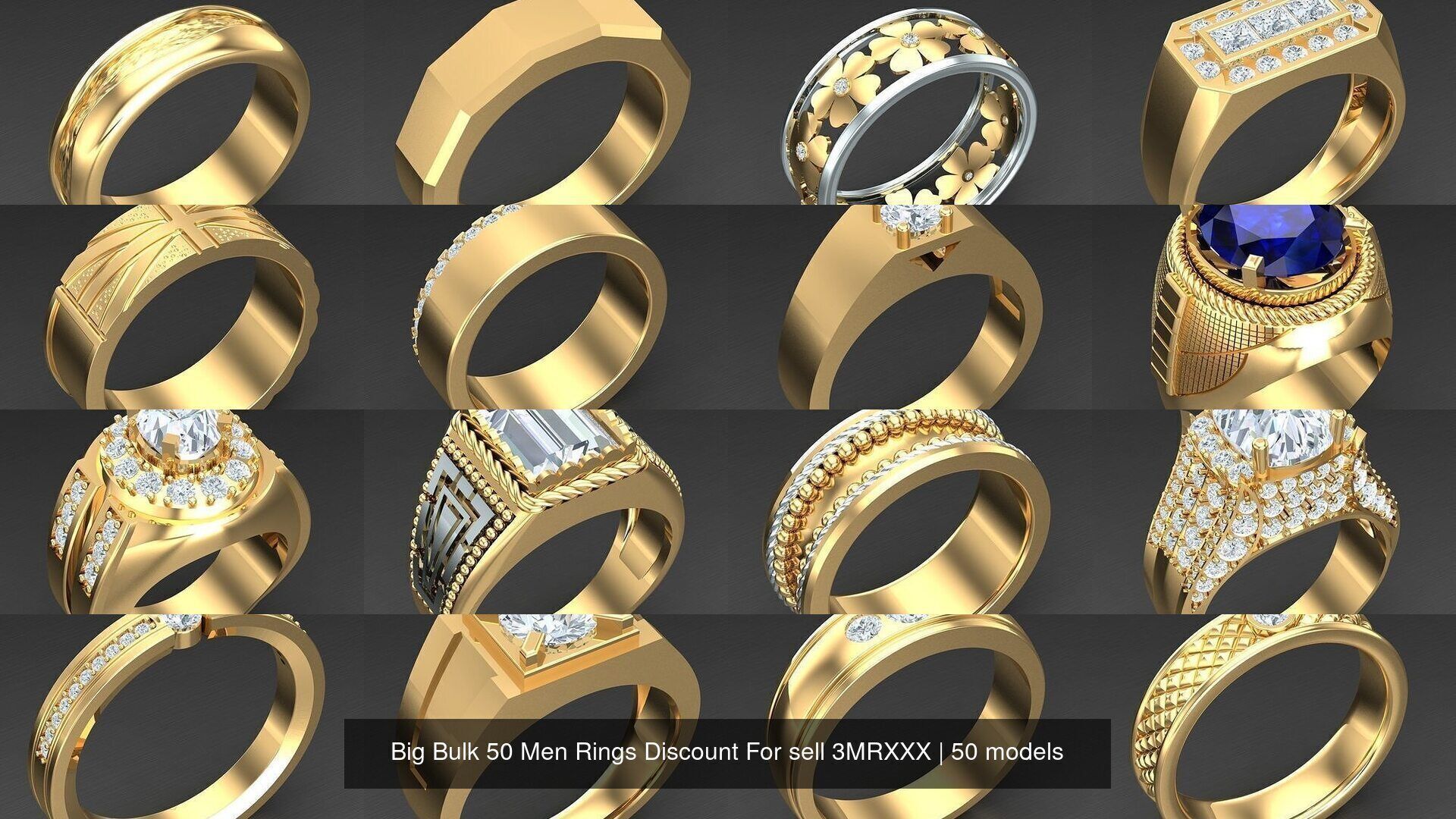 Big Bulk 50 Men Rings Discount For sell 3MRXXX 3D Model Collection_1