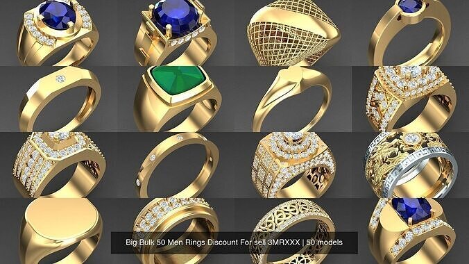 Big Bulk 50 Men Rings Discount For sell 3MRXXX 3D Model Collection