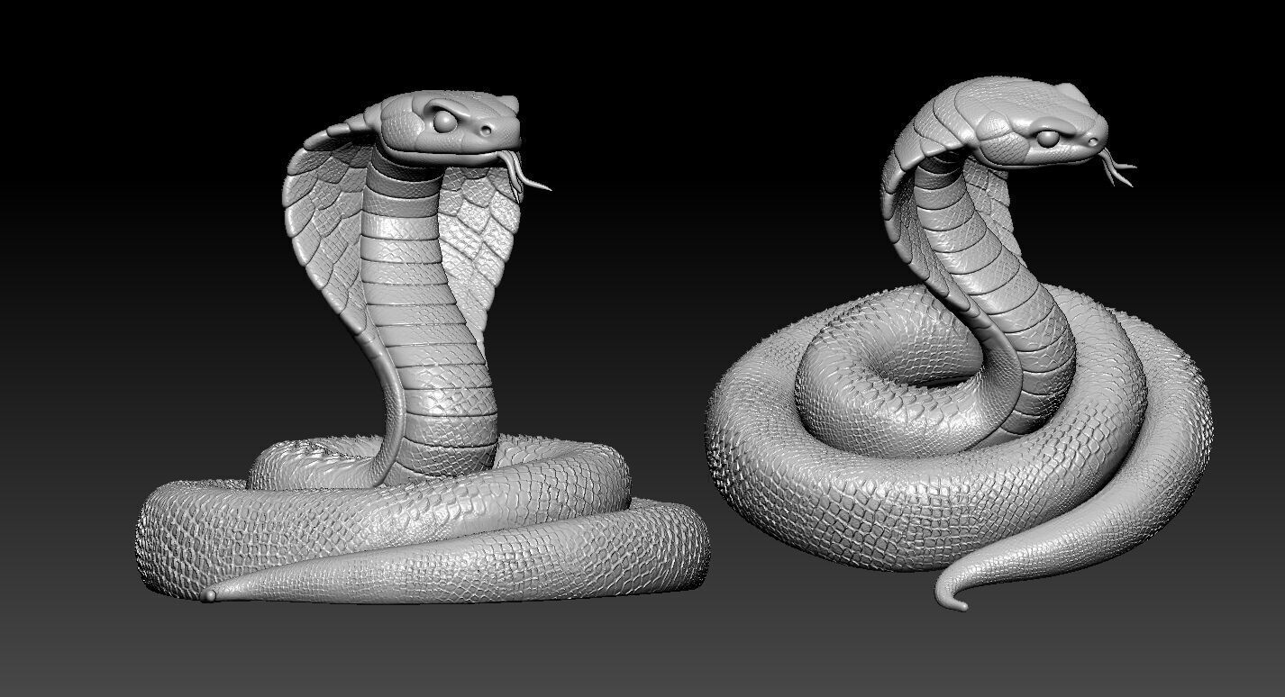 King cobra hunting statue - 3D print 3D print model_1