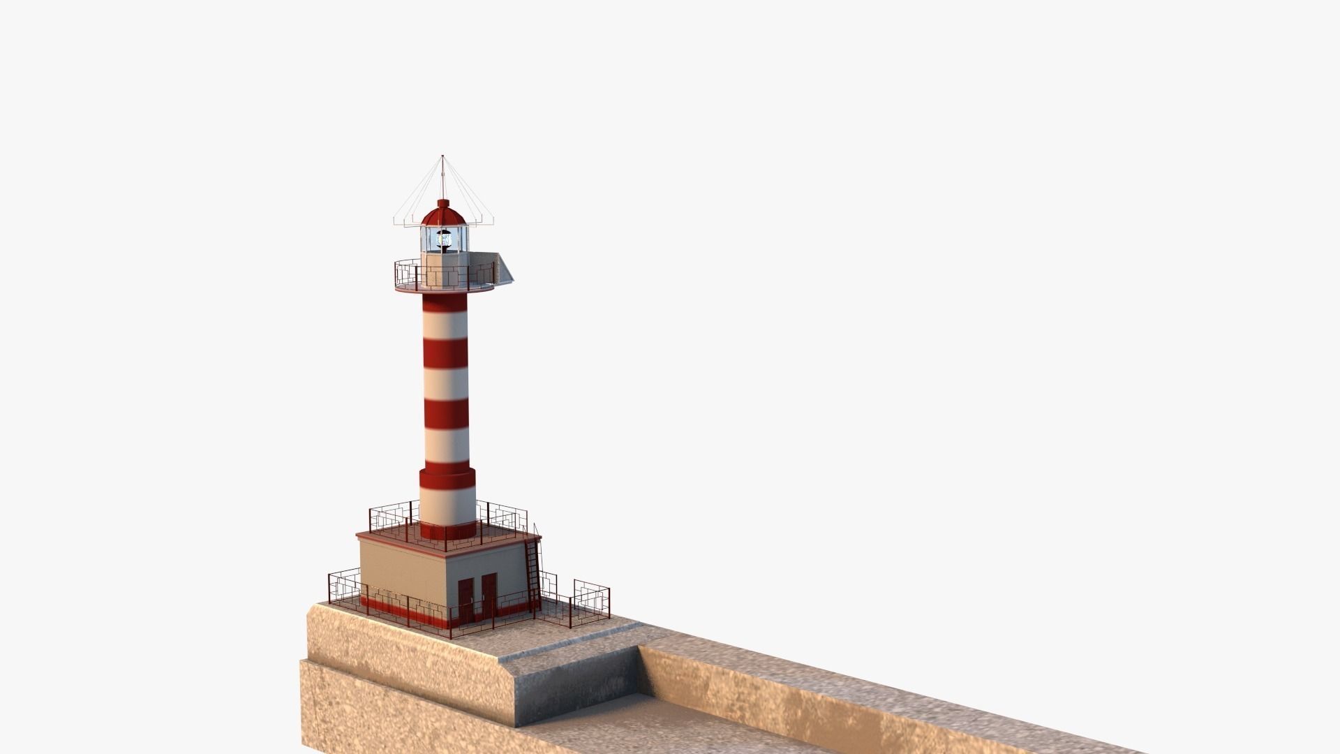 Lighthouse with stripes 3D model_3