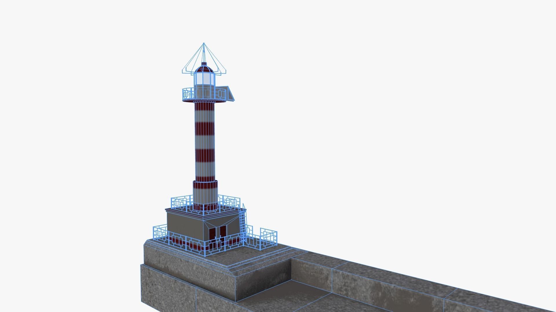 Lighthouse with stripes 3D model_4