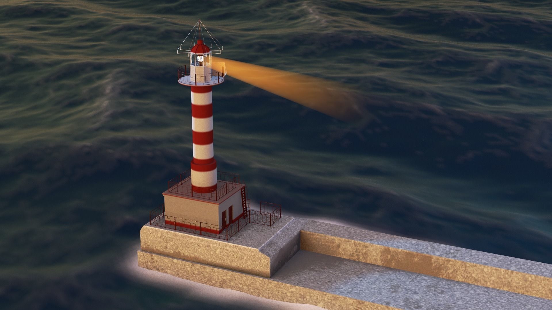 Lighthouse with stripes 3D model_11