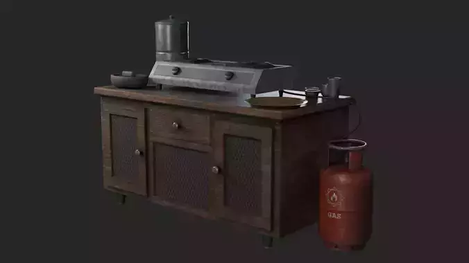 Old Kitchen Cooking Station 
