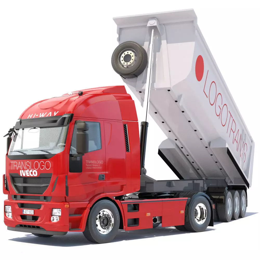 IVECO Hi-Way with Dumper Trailer 3D model_0