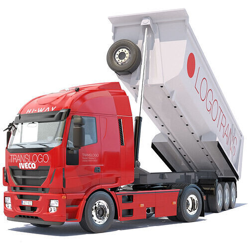 IVECO Hi-Way with Dumper Trailer 3D model