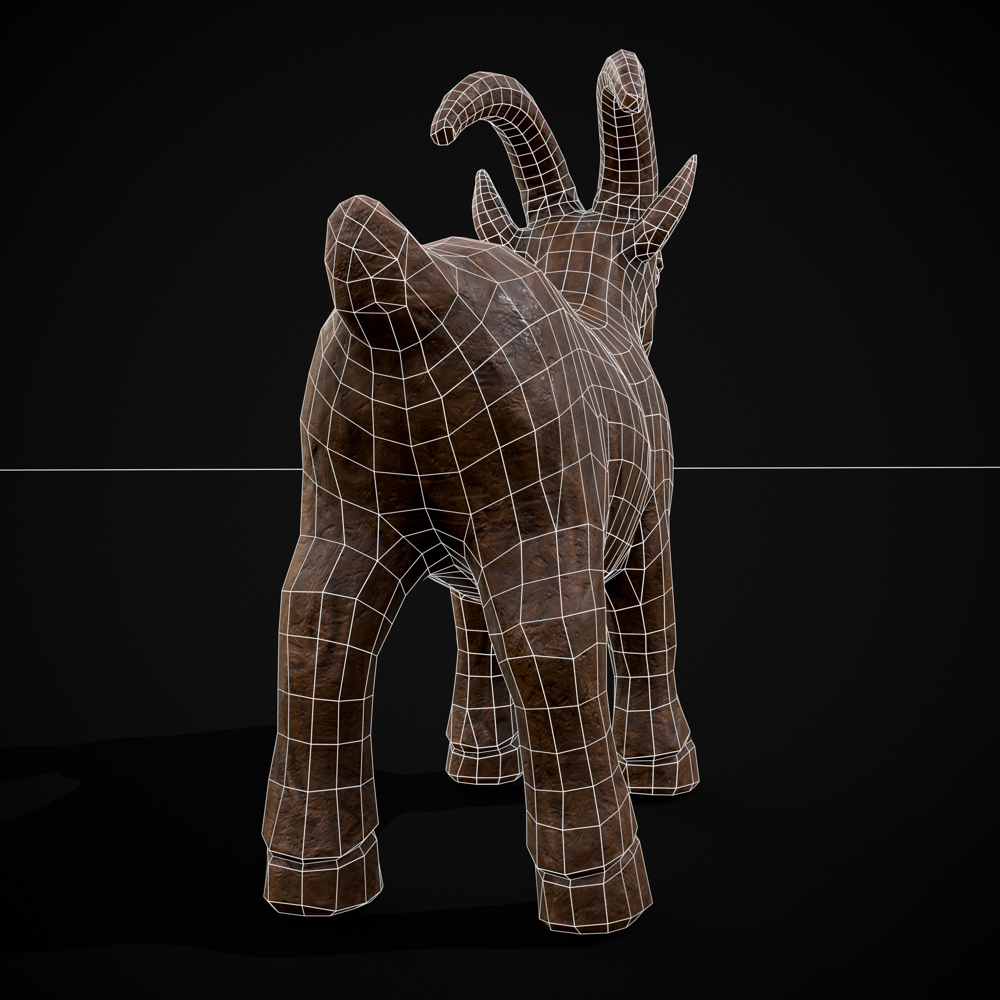 Clay Goat Low-poly 3D model_8