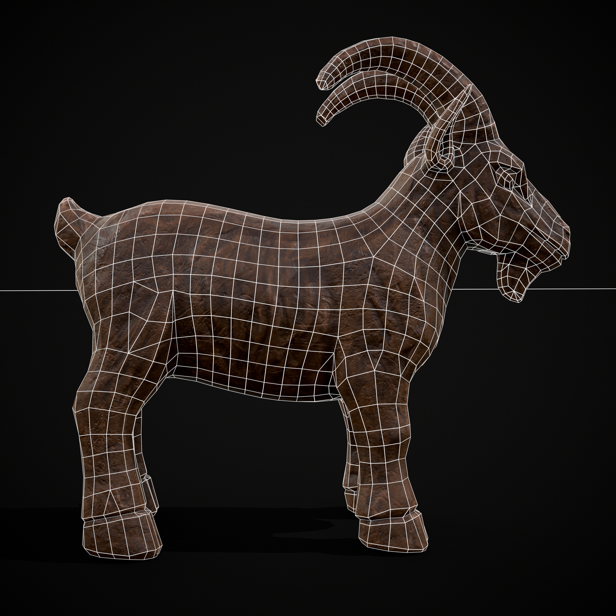 Clay Goat Low-poly 3D model_12