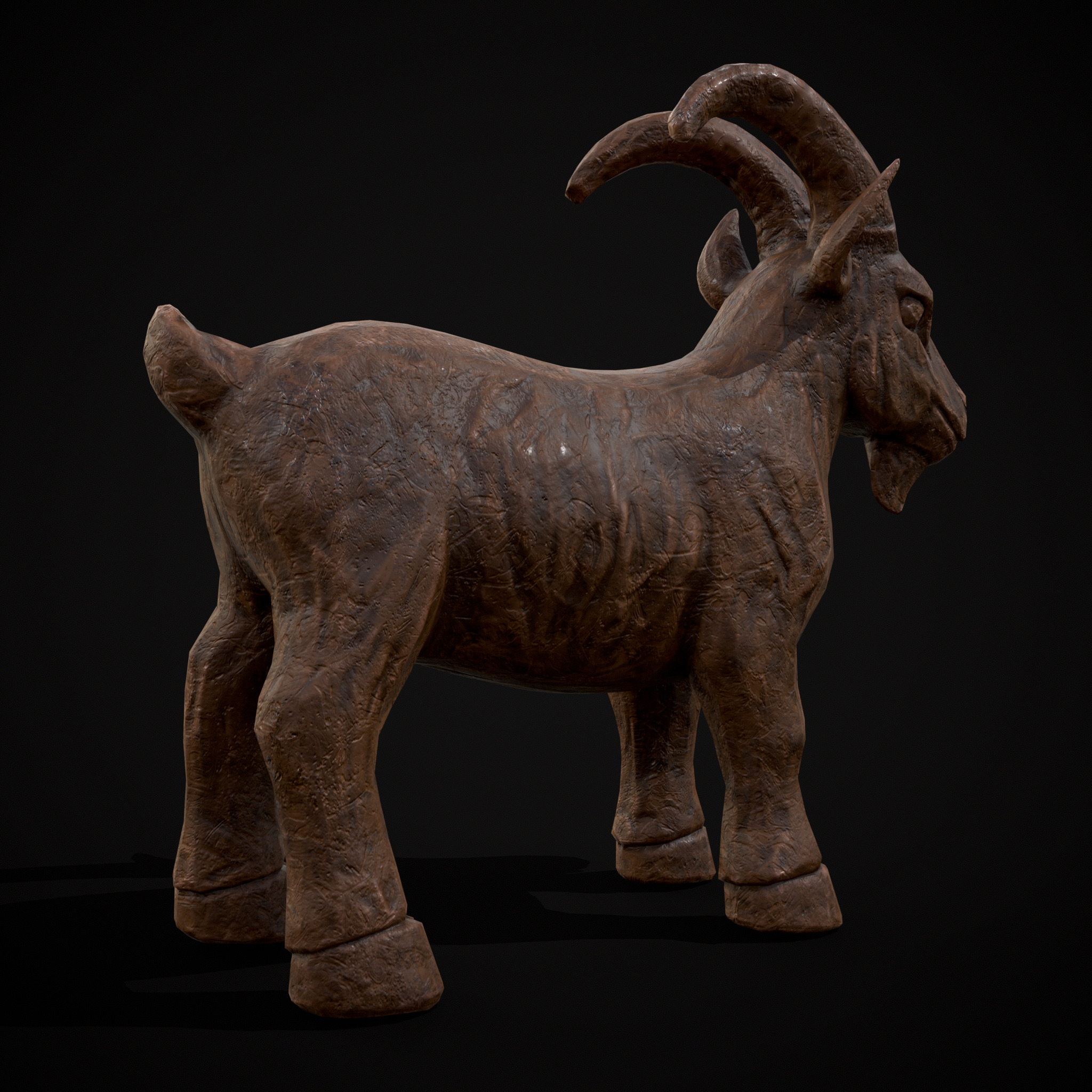 Clay Goat Low-poly 3D model_9