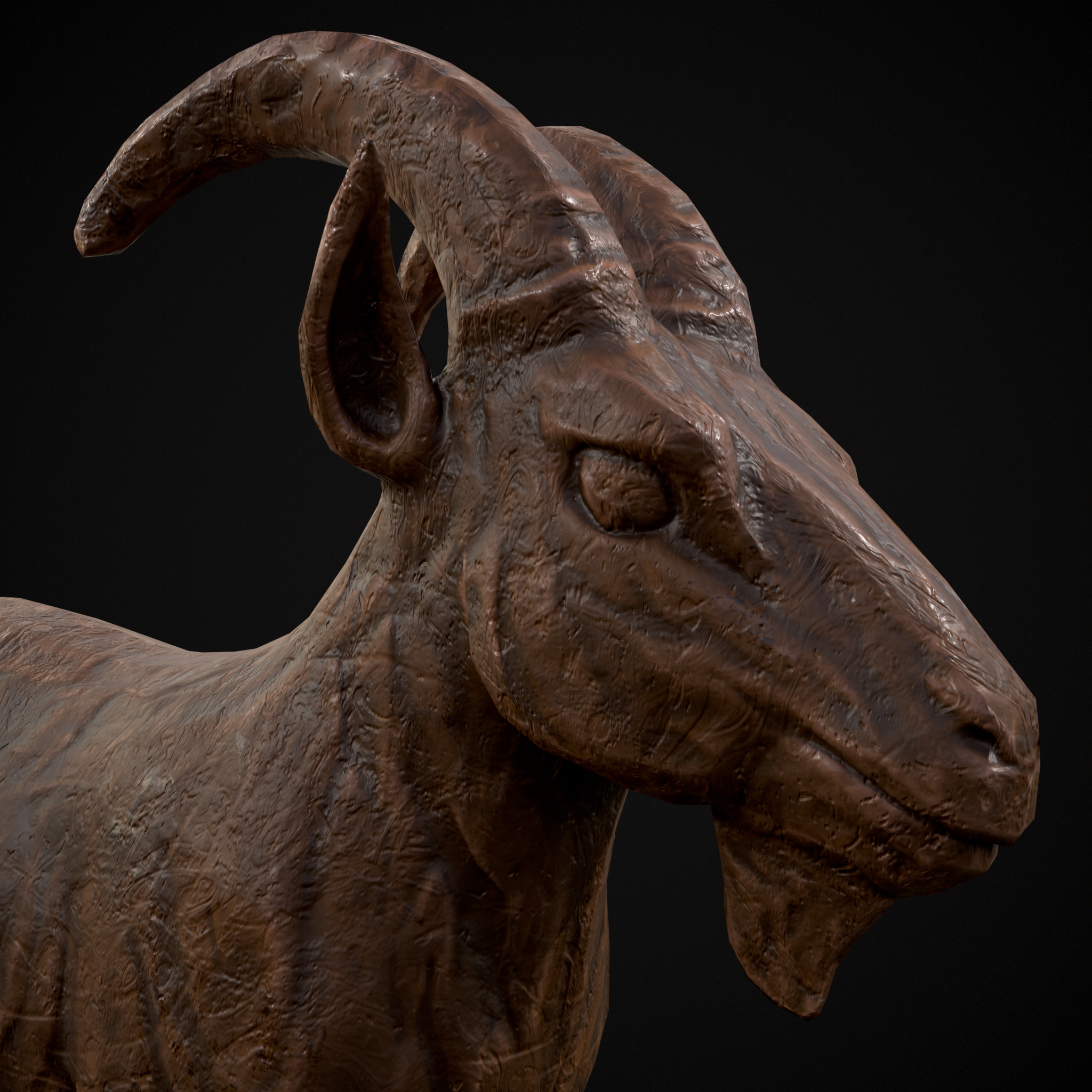 Clay Goat Low-poly 3D model_19