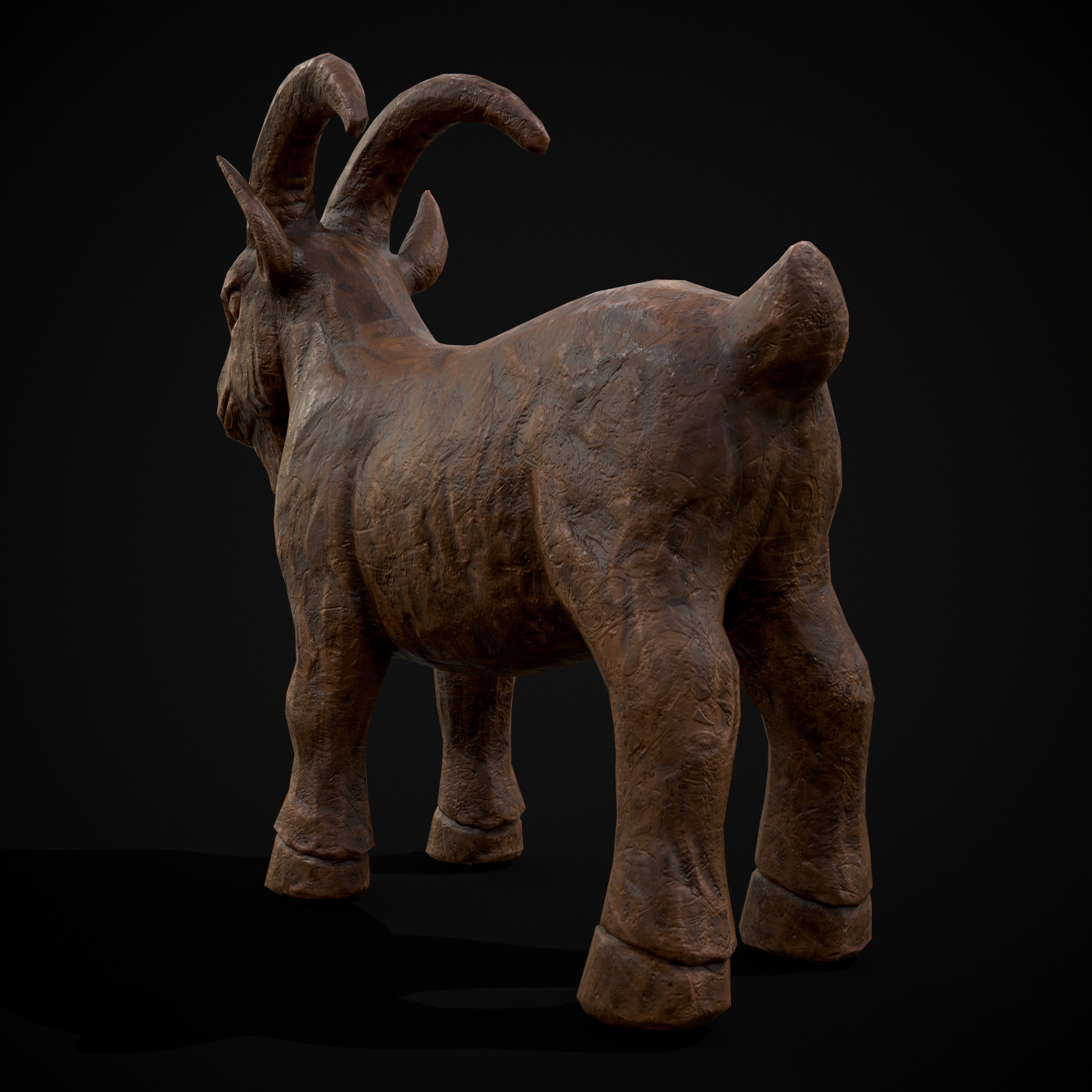 Clay Goat Low-poly 3D model_5